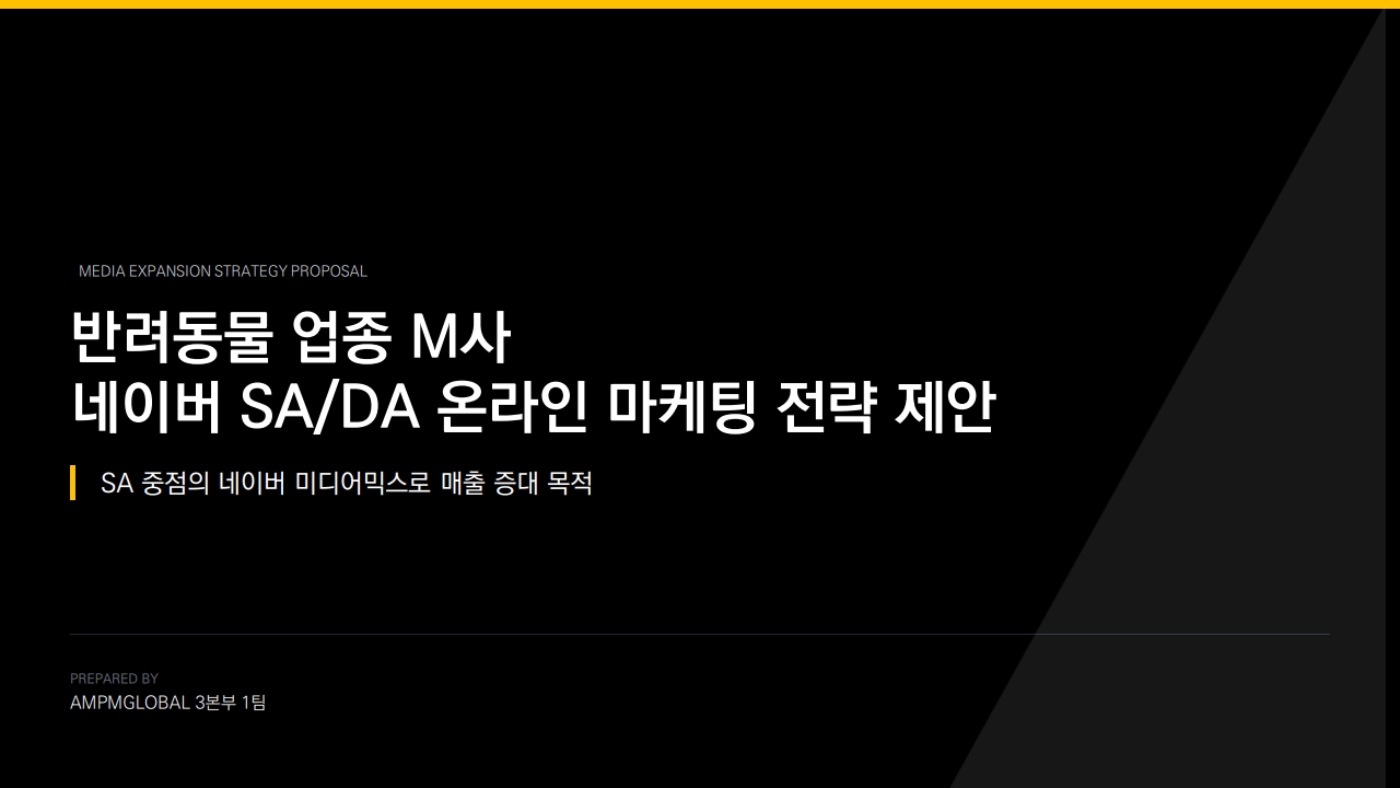 반려동물 업종 M사 네이저 온라인 마케팅 전략 제안