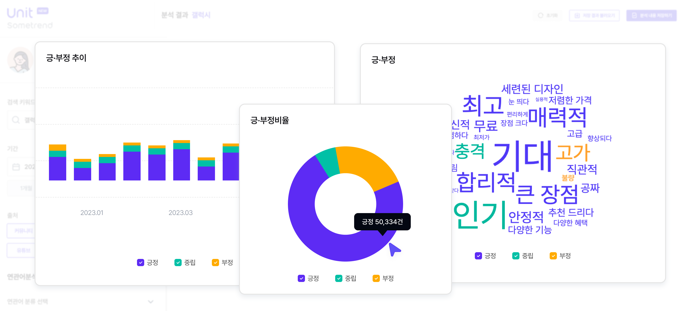 썸트렌드 분석 화면