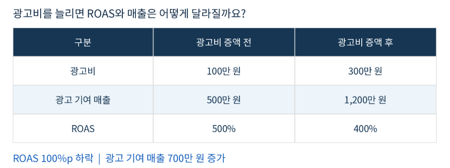광고비 대비 ROAS 변화 사례